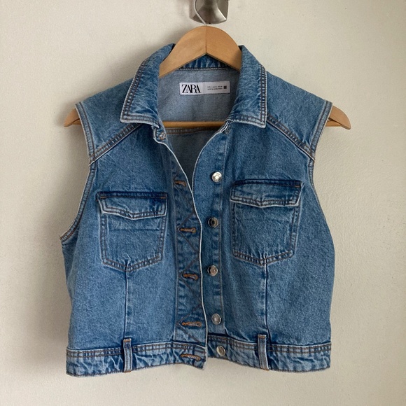 Zara women’s cropped denim vest - Picture 1 of 6